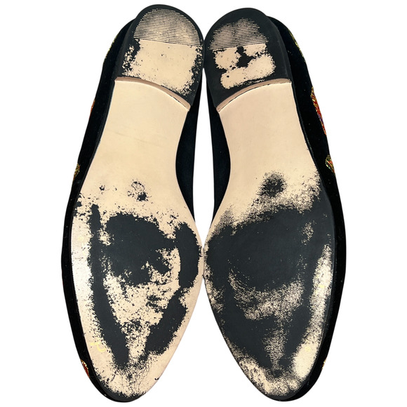 Vtg DONNA LAWRENCE Toya Women 7M Black Velvet Christmas Slip On Shoes XMAS Flats - Picture 14 of 16